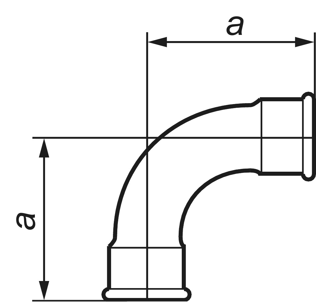 GF  2  long sweep bend   1/4" black